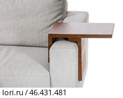Sofa with armrest table on white background. Стоковое фото, фотограф Pixel_shot / Фотобанк Лори