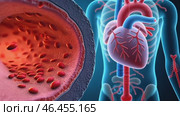 Heart is shown with a red line through it, indicating a blockage. Стоковое AI-видео, аниматор Sergey Grishin / Фотобанк Лори