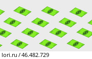Dollar bill falls on a white background, isometric, isolate. Стоковая анимация, аниматор Vladislav_v / Фотобанк Лори