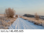 Проселочная дорога зимой. Стоковое фото, фотограф Роман Иванов / Фотобанк Лори