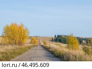 Проселочная дорога осенью. Стоковое фото, фотограф Роман Иванов / Фотобанк Лори