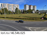 Moscow, Russia - Sept 20. 2024. 6 microdistrict of Zelenograd. Overground pedestrian crossing. Редакционное фото, фотограф Володина Ольга / Фотобанк Лори