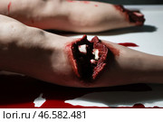 Часть манекена с имитацией ранения, используемого для занятий по тактической медицине. Стоковое фото, фотограф Алексей Коновалов / ТАСС / Фотобанк Лори
