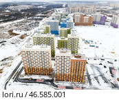 Москва. Вид на многоэтажные жилые дома в районе Некрасовка Юго-Восточного административного округа (2020 год). Стоковое фото, фотограф Михаил Джапаридзе / ТАСС / Фотобанк Лори