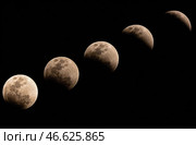 Фазы лунного затмения. Стоковое фото, фотограф Юрий Смитюк / ТАСС / Фотобанк Лори