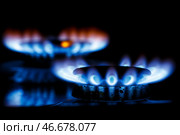 Зажженные конфорки на газовой плите. С. Стоковое фото, фотограф Елагин/Бизнес Online / ТАСС / Фотобанк Лори