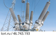 Highly conductive equipment on background of blue sky. Стоковое фото, фотограф David Kashakhi / Фотобанк Лори