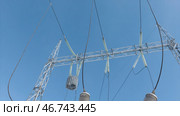 Highly conductive equipment on background of blue sky. Стоковое фото, фотограф David Kashakhi / Фотобанк Лори
