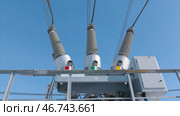 Highly conductive equipment on background of blue sky. Стоковое фото, фотограф David Kashakhi / Фотобанк Лори