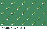 Animated background with repeating food pattern on green background. Стоковая иллюстрация, иллюстратор David Kashakhi / Фотобанк Лори