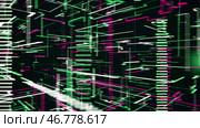 Abstract technological animation with constantly building chart appearing on the dark background. Стоковая иллюстрация, иллюстратор David Kashakhi / Фотобанк Лори