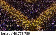 Futuristic background with 3d waves on computer field with cells. Стоковая иллюстрация, иллюстратор David Kashakhi / Фотобанк Лори