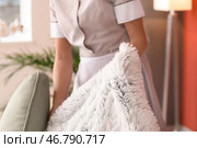 Красивая домработница работает в комнате. Стоковое фото, фотограф Pixel_shot / Фотобанк Лори