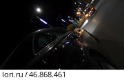 The night car driving in the late evening time, view from the wheel, night life concept. Стоковое фото, фотограф David Kashakhi / Фотобанк Лори