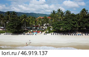 Beautiful tropical island with sand beach, palm trees. Стоковое фото, фотограф David Kashakhi / Фотобанк Лори