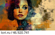 Stunning portrait of a woman with vibrant colors and expressive brushstrokes. Стоковое AI-изображение, AI-художник Михаил Коханчиков / Фотобанк Лори