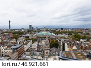 Aerial panoramic view of central London with the BT Tower and city skyline in the distance. Стоковое фото, фотограф Zydrius Tartenis / Фотобанк Лори