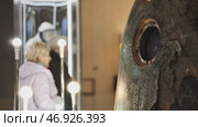 Soyuz descent module and spacesuit showing space exploration history. Стоковое видео, видеограф Mikhail Davidovich / Фотобанк Лори