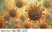 Bacteria, Viruses, Microorganisms Through Microscopic Lens. Bacterial Colony research, studies. Coronavirus. Virus Cells floating 3D animation. Sars, Mers, H1N1, flu. Viral disease epidemic. Pathogen. Стоковое AI-видео, аниматор Марина Демидюк / Фотобанк Лори