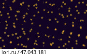 Beautiful cartoon animation of the small yellow stars rotating in kaleidoscope on dark blue background. Стоковая иллюстрация, иллюстратор David Kashakhi / Фотобанк Лори