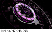 Equalizer with pulsation bass in center and bright neon geometric patterns around it. Стоковая иллюстрация, иллюстратор David Kashakhi / Фотобанк Лори
