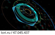 Colorful bass beat motion, futuristic equalizer beating rythm on black background, seamless loop. Стоковая иллюстрация, иллюстратор David Kashakhi / Фотобанк Лори