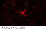 Abstract field of randomly blinking big pixels on a dark background, seamless loop. Стоковая иллюстрация, иллюстратор David Kashakhi / Фотобанк Лори