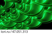 Close up of abstract plastic green springs stretching isolated on a black background. Стоковая иллюстрация, иллюстратор David Kashakhi / Фотобанк Лори