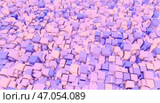 Colorful 3d cubes of different sizes pulsate on surface. Стоковая иллюстрация, иллюстратор David Kashakhi / Фотобанк Лори