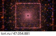Abstract tunnel in outer space in light pink colors with a square silhouettes. Стоковая иллюстрация, иллюстратор David Kashakhi / Фотобанк Лори