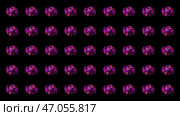 Many abstract 3D spheres in symmetric rows with the pattern of purple waves, seamless loop. Стоковая иллюстрация, иллюстратор David Kashakhi / Фотобанк Лори