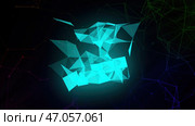 Neon background.Motion.A bright grid creating various white patterns in abstraction and shining from different angles. Стоковая иллюстрация, иллюстратор David Kashakhi / Фотобанк Лори