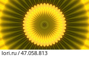 Abstract floral kaleidoscopic pattern of yellow color, seamless loop. Стоковая иллюстрация, иллюстратор David Kashakhi / Фотобанк Лори