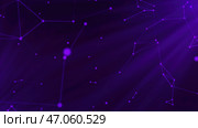 Purple delicate background.Motion.Not very clear, as if white molecules and cells flying in abstraction chaotically on the background. Стоковая иллюстрация, иллюстратор David Kashakhi / Фотобанк Лори