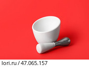 Маточник и пестик на красном фоне. Стоковое фото, фотограф Pixel_shot / Фотобанк Лори