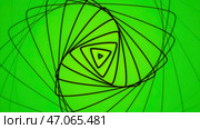 Dark appearing rotating triangles that move apart in different directions in a cartoon animation. Стоковая иллюстрация, иллюстратор David Kashakhi / Фотобанк Лори