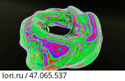 Abstract spinning transforming and changing torus figure isolated on a black background. Стоковая иллюстрация, иллюстратор David Kashakhi / Фотобанк Лори