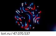 Deep learning, digital transformation, visualization of brain neurons. Стоковая иллюстрация, иллюстратор David Kashakhi / Фотобанк Лори