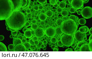 Abstract falling balls with rough surface in green color. Стоковая иллюстрация, иллюстратор David Kashakhi / Фотобанк Лори