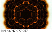 Glowing lines creating symmetrical kaleidoscope structure. Стоковая иллюстрация, иллюстратор David Kashakhi / Фотобанк Лори