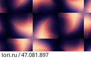 Motion.Large floating lines on squares creating a trance effect in animation. Стоковая иллюстрация, иллюстратор David Kashakhi / Фотобанк Лори