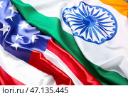 Флаги Индии и США как задний фон. Стоковое фото, фотограф Pixel_shot / Фотобанк Лори
