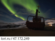 Северное сияние в Териберке. Стоковое фото, фотограф Юлия Бабкина / Фотобанк Лори