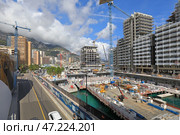Construction of the new residential area of Le Portier or Mareterra. Principality of Monaco, Europe. (2023 год). Редакционное фото, фотограф Bala-Kate / Фотобанк Лори
