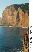 Aerial view of Madeira cliffs coastline landscape, Madeira island, Portugal. Стоковое видео, видеограф Дмитрий Рухленко / Фотобанк Лори