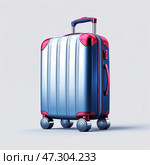 Stylish and modern travel suitcase with sleek design, vibrant colors, and smooth wheels for easy maneuverability. Стоковое AI-изображение, AI-художник Сергей Толмачёв / Фотобанк Лори