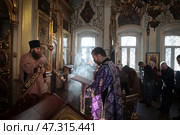 Диакон читает послание апостолов в Николо-Архангельском храме Балашихи. Редакционное фото, фотограф Дмитрий Неумоин / Фотобанк Лори