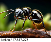 Macro photography insect ant close up. Стоковое AI-изображение, AI-художник Наталья Симакова / Фотобанк Лори