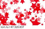 Explosion of red stars on a white background, fly apart. Стоковая иллюстрация, иллюстратор Vladislav_v / Фотобанк Лори