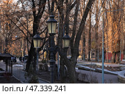 Уличные фонари в городе Алмата. Стоковое фото, фотограф Евгений Митрофанов / Фотобанк Лори